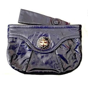 Marc by Marc Jacobs Patent Leather Clutch Wristlet in Navy with Silver Hardware